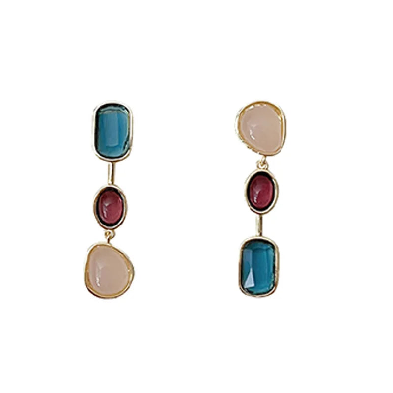 Asymmetric Colourful Costume Gem Earrings