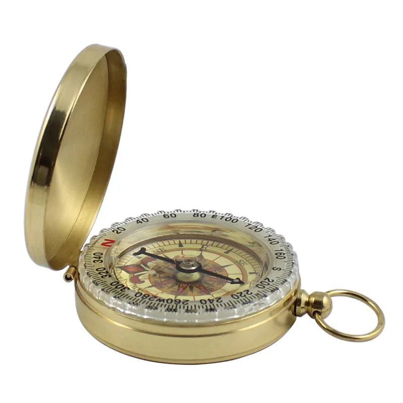 High Quality Camping Hiking Pocket Brass Golden Compass Portable Compass Navigation for Outdoor Activities