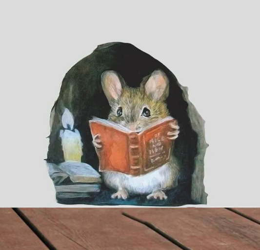 3PC Reading Mouse Hole Wall Decal