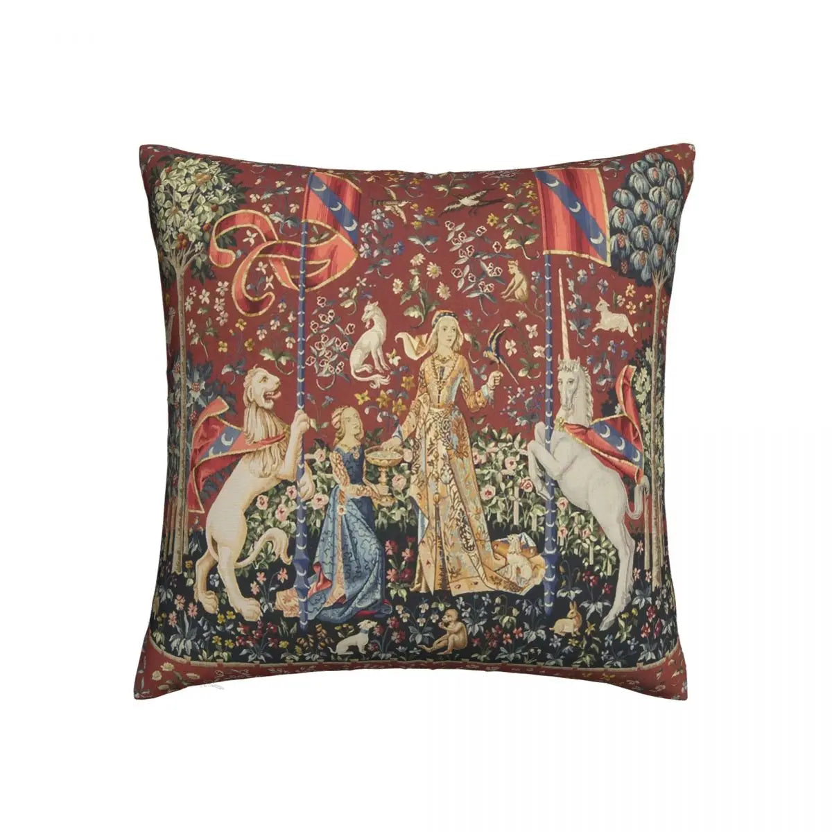 The Lady And The Unicorn Taste Square Pillow Case Retro Medieval Renaissance Cushion Covers Decor Pillowcase for Car 45x45cm