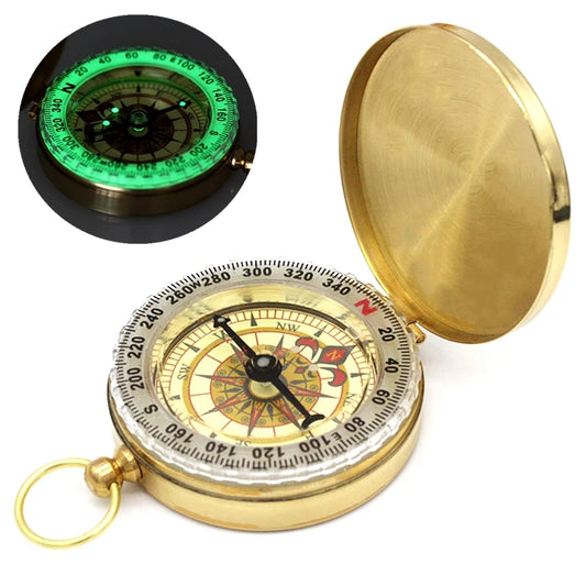 High Quality Camping Hiking Pocket Brass Golden Compass Portable Compass Navigation for Outdoor Activities