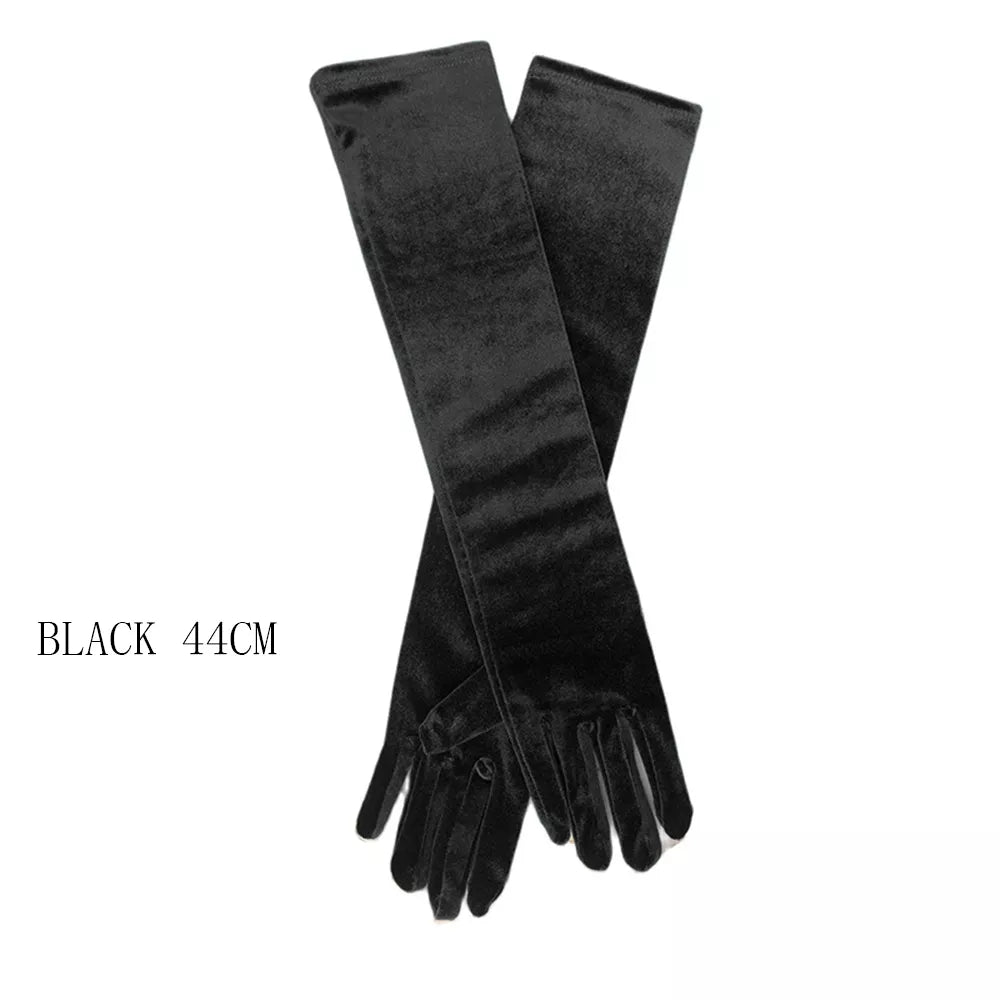 Multicolor 3 Lengths Noble Banquet Style Women Gold Velvet Long Dinner Dress Gloves Black Warm Elastic Driving Spring Autumn BK