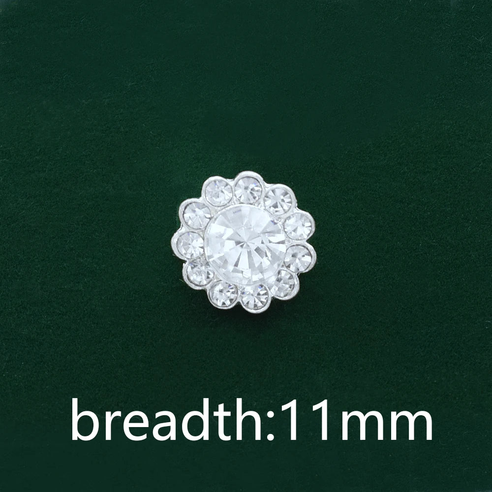 10Pcs flower-shaped rhinestone silver buttons 20-25mm