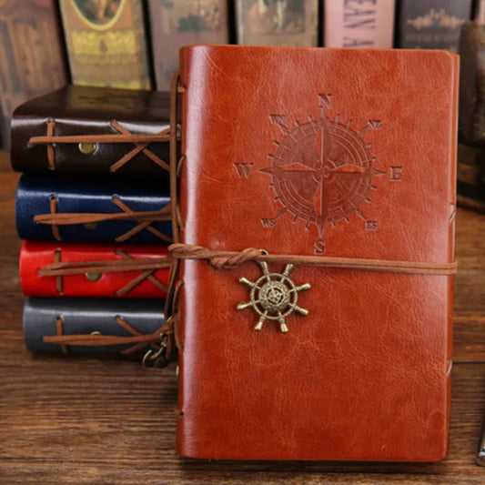 Retro Spiral Notebook Diary Notepad Vintage Pirate Anchors PU Leather Note Book Replaceable Stationery Gift Traveler Journal