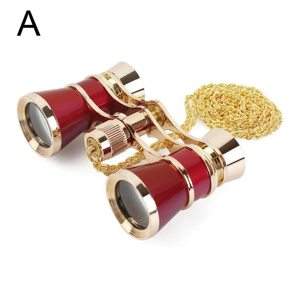 Opera Glasses Binoculars Metal Body With Chain/handle Theater Telescope Women Girls Optical Design Gift Retro Binoculars