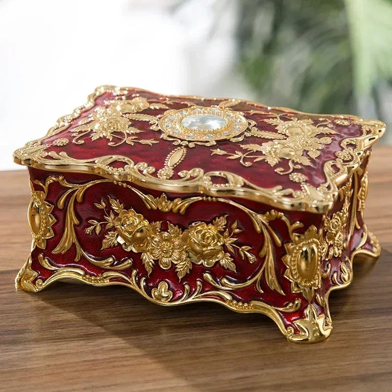 Enamel Crystal-Studded European Jewelry Box