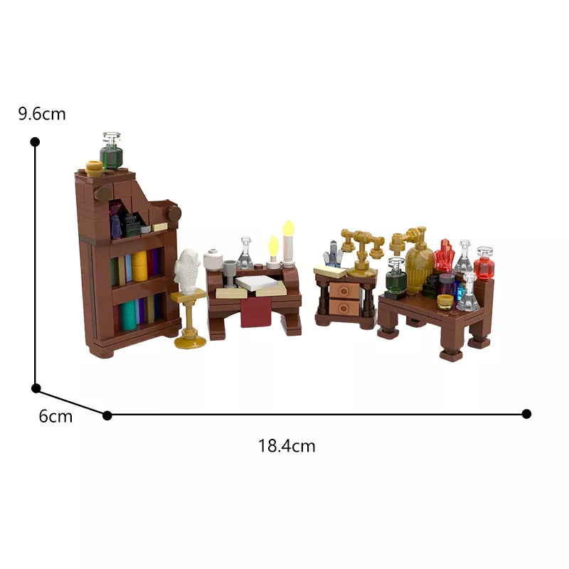 Medieval Alchemist Laboratory Building Block Kit Small Apothecary Jars Bottles Alembics Labs Workshop Brick Model Toy Kid Gift