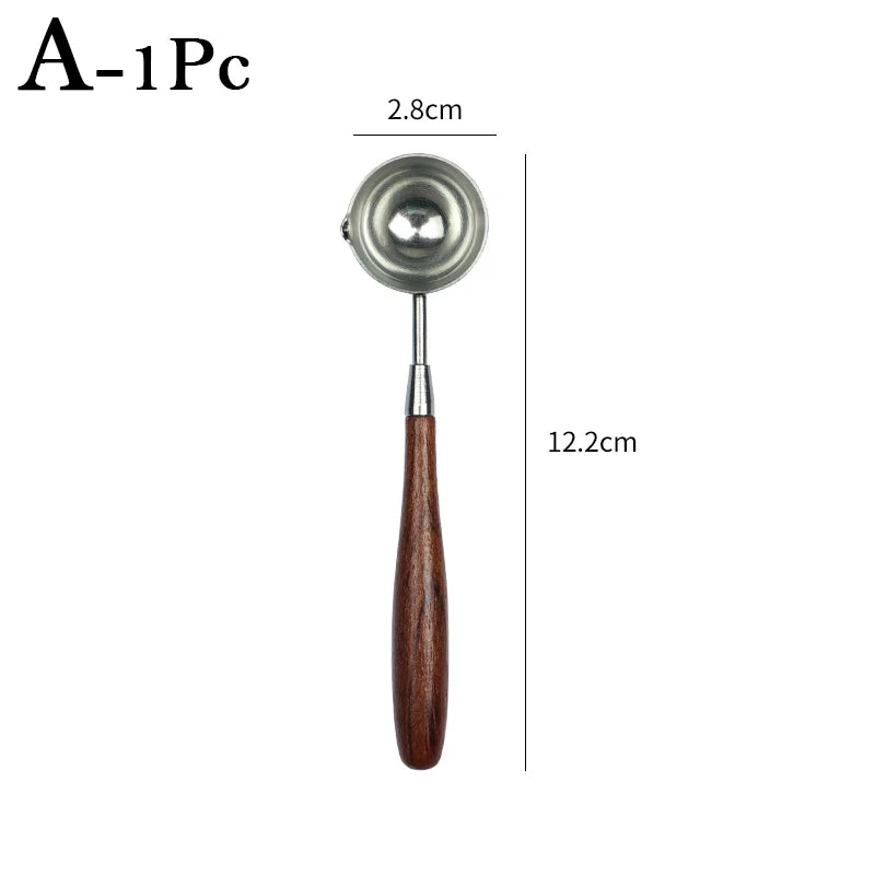 Sealing Wax Spoon Wood Handle Retro Wax Stamping Spoons Fire Paint Melting Spoons Firing Stamp Envelopes Wooden Card Metal Tool